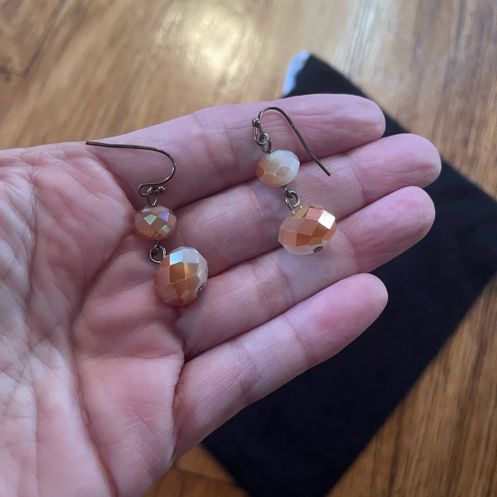 Elegant Orange and white ombré Beaded Earrings